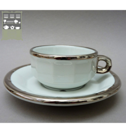 Pillivuyt white and silver petit creme cup with saucer