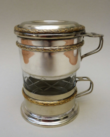 French Art Deco silver plated one person drip coffee maker