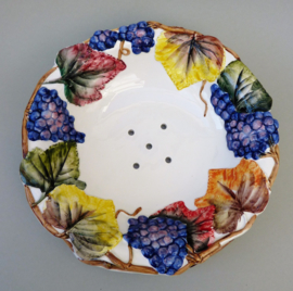 Ancora Nove Italy handbeschilderde faience fruittest met onderbord