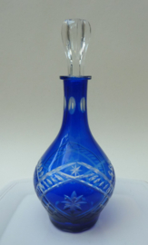 Bohemian blue crystal cut to clear decanter