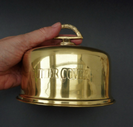 Art Deco English brass and silver plated double walled butter cover