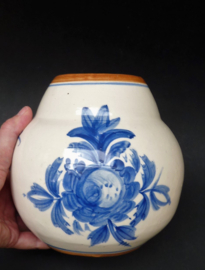 Vintage blue white faience vase