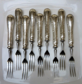 Antique silver plated Cross band fruit forks