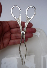 Hoka silver plated scissors shaped tongs