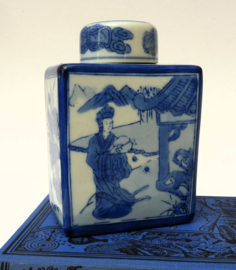 Vintage Blauw Wit Chinees porseleinen theebus