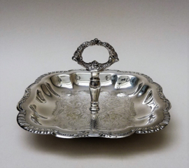 Silver plated engraved bonbon dish
