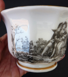 A pair of porcelain Grisaille cups with saucers 19th century