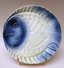 Sarreguemines barbotine faience fish plate