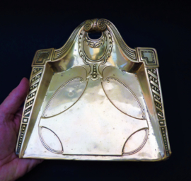Art Nouveau brass crumb sweeper set