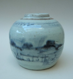 Chinese blauw wit porseleinen gemberpot 19e eeuw