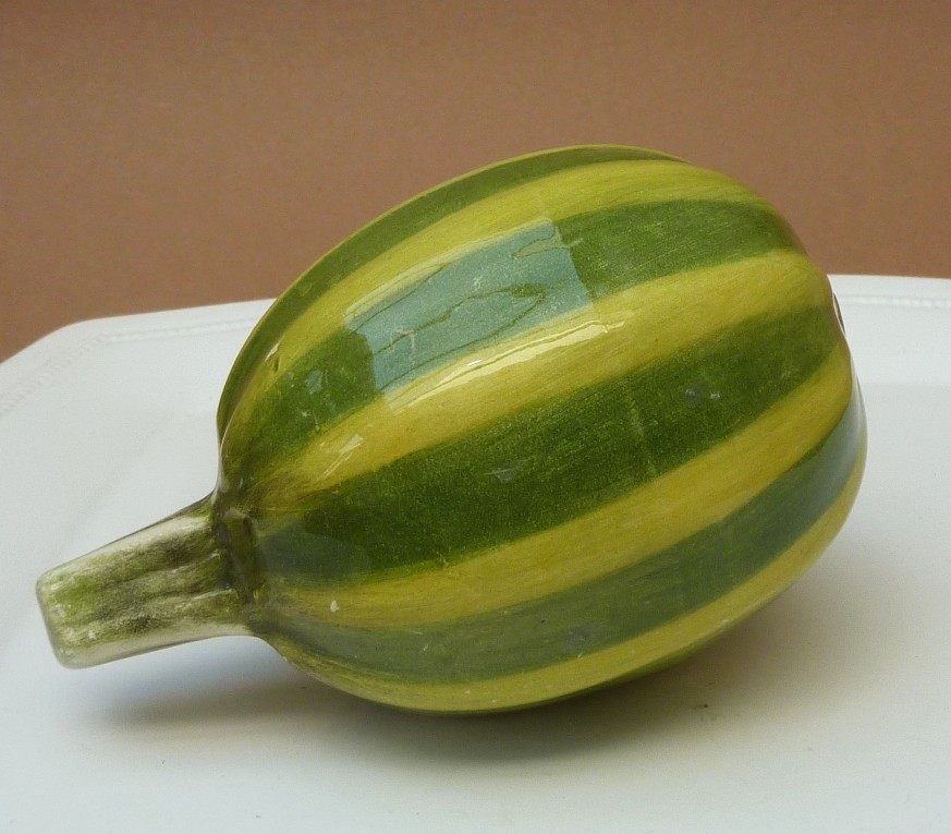 Italian ceramic wicker basket with decorative pumpkins