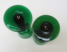 A pair of green wine glasses 19th century