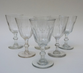 Six facet cut wine glasses 19th century