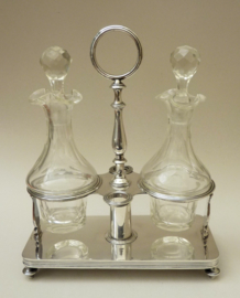 Armand Frenais silver plated oil vinegar set with Baccarat bottles