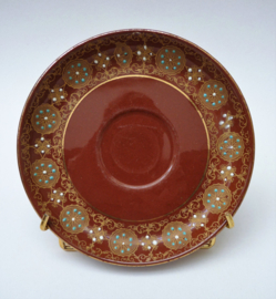 Creek Border Pottery Redware kop en schotels 19e eeuw