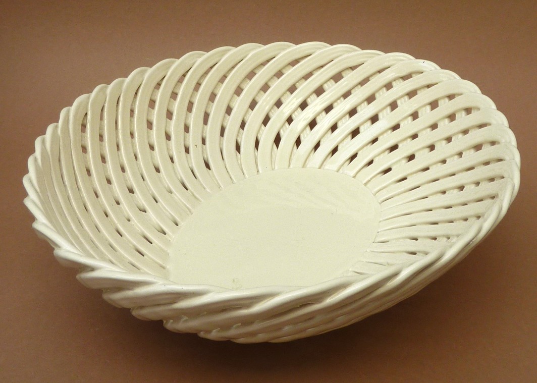 Italian ceramic wicker basket with decorative pumpkins