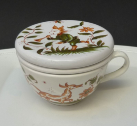 Desvres GF decor Moustiers faience theekop met deksel en infuser