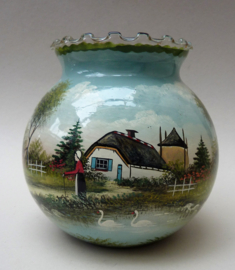 Antique enameled glass vase