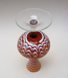 Murano vintage Art Glass vaas op voet met zigzag decor