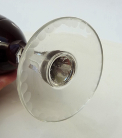 Bohemian ruby red flower engraved wine glasses