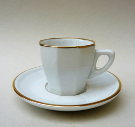 Apilco white and gold demitasse espresso cup with saucer 