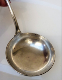 Au Printemps Paris silver plated soup ladle Baguette 19th century