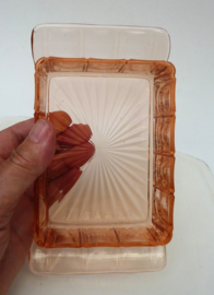 Roze Art Deco persglazen botervloot