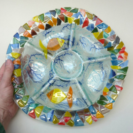 Art Glass Oyster plate Seafood serving dish