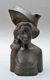Art Deco Balinees houtsnijwerk buste Bruid