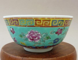 Jiangxi Chu Pin Jingdezhen porcelain turquoise ground bowl with flowers