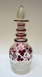 Decanter with ruby red vine decoration 19th century