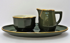 Apilco creamer set green Vert Empire and gold