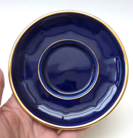 Apilco cappuccino cup with saucer cobalt blue with gold