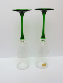 Luminarc France Emerald champagne flute green stem