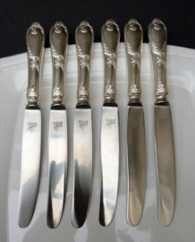 Silver plated Rococo style dessert knives