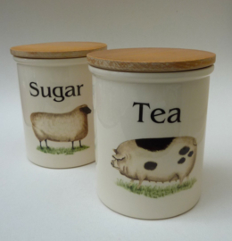 Cloverleaf English Pottery voorraadpotten Sugar en Tea