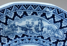 Mosa Keria achtkantig blauw wit chinoiserie bord