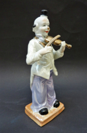 Japans Art Deco lusterware porseleinen beeld clown met viool