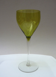 Art Deco green crystal rhine wine glasses