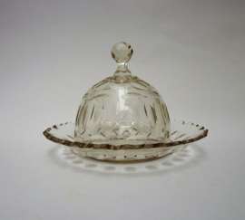 19th century Dutch cut crystal butter dome