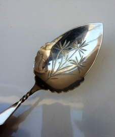 Victorian silver plated mother of pearl preserve jam spoon