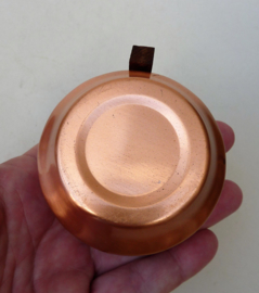 Modernist tea glasses in copper and teak holder