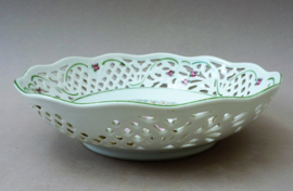 Schumann Arzberg Dresden Floral reticulated porcelain bowl with rose and daisies