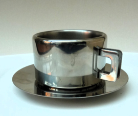 STO Casalinghi Italy stainless coffee cup with saucer