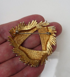 Mid Century gold plated halo brooch