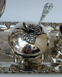 Silver plated tea set with vine decoration
