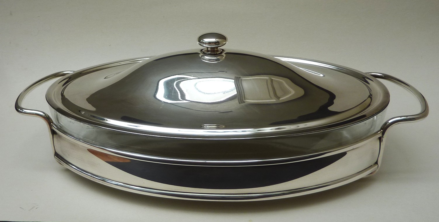 Marinex glazen ovenschaal in verzilverde houder