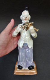 Japans Art Deco lusterware porseleinen beeld clown met viool