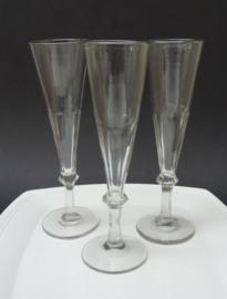 Three champagne flute glasses 19th century