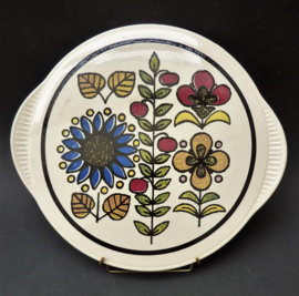 Mid Century pottery rond kaas taart bord